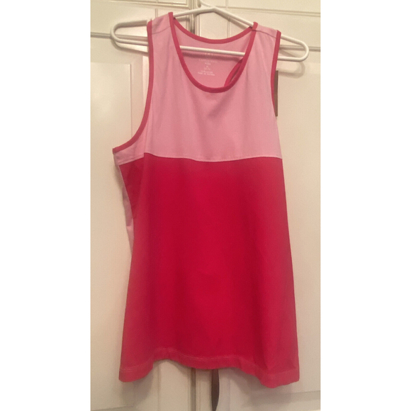 Land’s End Girl’s Pink‎ Colorblock Cotton Tank Top Sz 10/12 NWT - Picture 1 of 4